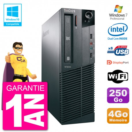 PC Lenovo ThinkCentre M82 SFF G2020 RAM 4Go Disque Dur 250Go Graveur DVD Wifi W7