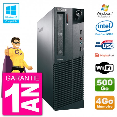 PC Lenovo ThinkCentre M82 SFF G2020 RAM 4Go Disque Dur 500Go Graveur DVD Wifi W7