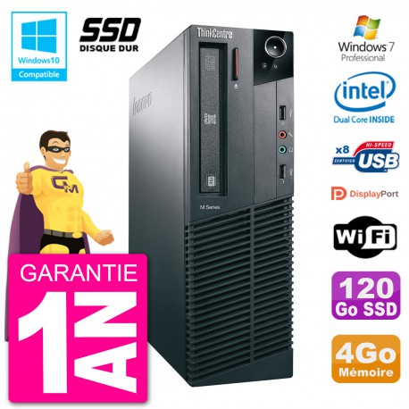 PC Lenovo ThinkCentre M82 SFF G2020 RAM 4Go SSD 120Go Graveur DVD Wifi W7