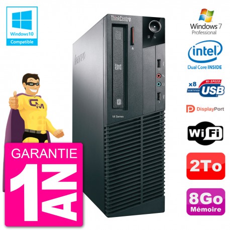 PC Lenovo ThinkCentre M82 SFF G2020 RAM 8Go Disque Dur 2To Graveur DVD Wifi W7