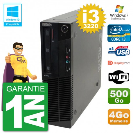 PC Lenovo ThinkCentre M82 SFF i3-3220 RAM 4Go Disque 500Go Graveur DVD Wifi W7