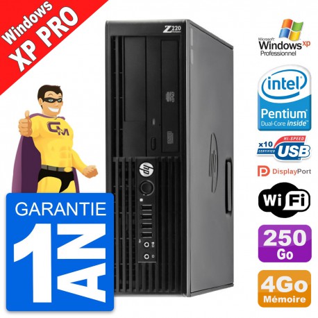 PC HP WorkStation Z220 SFF Pentium G2020 RAM 4Go Disque 250Go Windows XP Pro