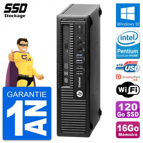 Mini PC HP EliteDesk 800 G1 USDT Intel G3220 RAM 16Go SSD 120Go Windows 10 Wifi