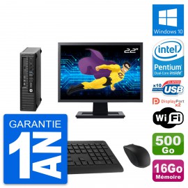 Mini PC HP 800 G1 USDT Ecran 22" G3220 RAM 16Go Disque 500Go Windows 10 Wifi