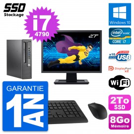 Mini PC HP 800 G1 USDT Ecran 27" Intel i7-4790 RAM 8Go SSD 2To Windows 10 Wifi