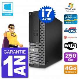 PC Dell 3020 SFF Intel i7-4790 RAM 4Go Disque 250Go Graveur DVD Wifi W7