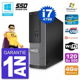 PC Dell 3020 SFF Intel i7-4790 RAM 4Go SSD 120Go Graveur DVD Wifi W7