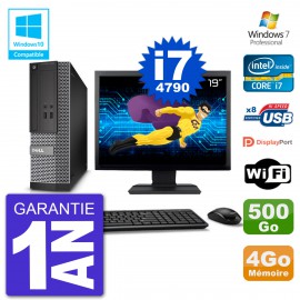 PC Dell 3020 SFF Ecran 19" Intel i7-4790 RAM 4Go Disque 500Go Graveur DVD Wifi W7