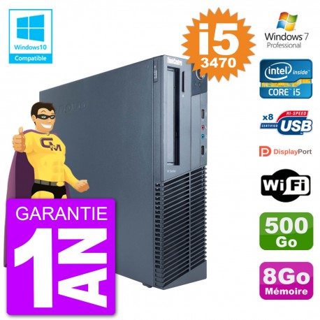 PC Lenovo ThinkCentre M82 SFF i5-3470 RAM 8Go Disque 500Go Graveur DVD Wifi W7