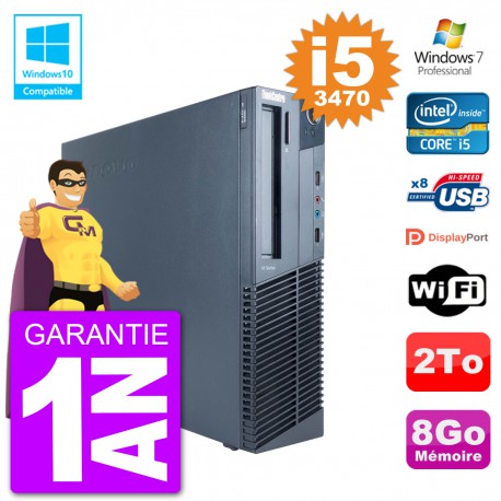 PC Lenovo ThinkCentre M82 SFF i5-3470 RAM 8Go Disque Dur 2To Graveur DVD Wifi W7