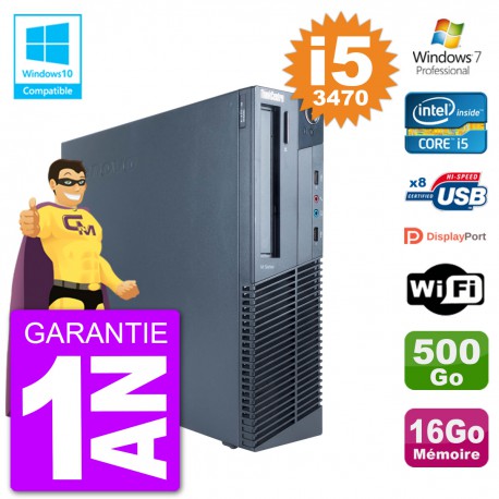 PC Lenovo ThinkCentre M82 SFF i5-3470 RAM 16Go Disque 500Go Graveur DVD Wifi W7