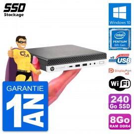 Ultra Mini PC HP 800 G3 DM Pentium G4400T RAM 8Go SSD 240Go Windows 10 Wifi