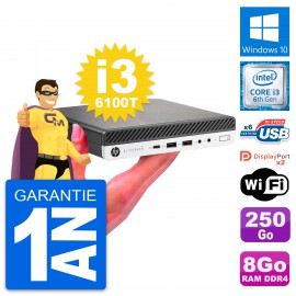 Ultra Mini PC HP 800 G3 DM Intel i3-6100T RAM 8Go Disque 250Go Windows 10 Wifi