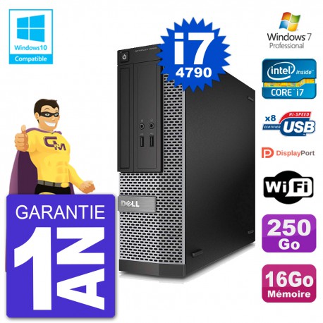 PC Dell 3020 SFF Intel i7-4790 RAM 16Go Disque 250Go Graveur DVD Wifi W7