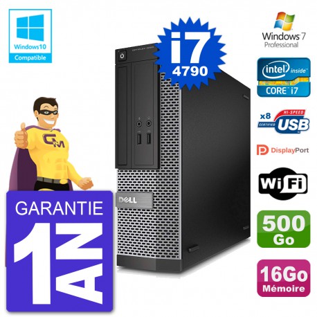 PC Dell 3020 SFF Intel i7-4790 RAM 16Go Disque 500Go Graveur DVD Wifi W7