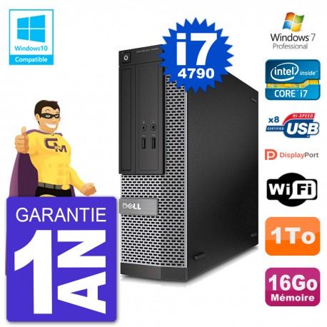 PC Dell 3020 SFF Intel i7-4790 RAM 16Go Disque 1To Graveur DVD Wifi W7