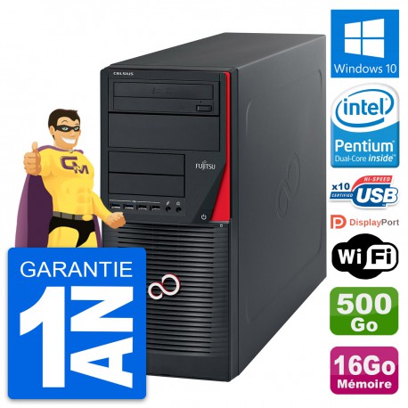 PC Tour Fujitsu Celsius W530 Pentium G3220 RAM 16Go Disque 500Go Windows 10 Wifi