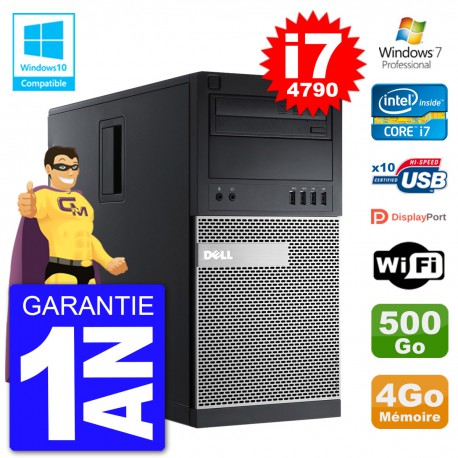 PC Tour DELL 9020 Intel Core I7-4790 RAM 4Go Disque 500Go Graveur DVD Wifi W7