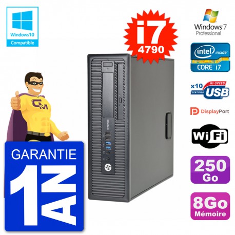 PC HP EliteDesk 800 G1 SFF i7-4790 RAM 8Go Disque 250Go Graveur DVD Wifi W7