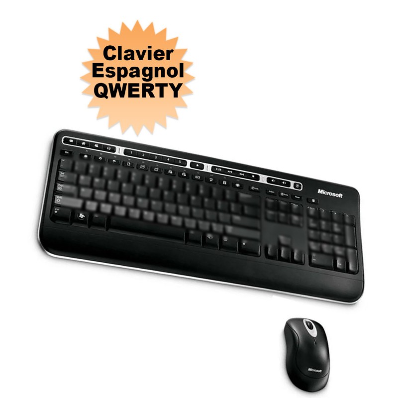 Clavier sans fil QWERTY noir pour Ordinateur PC Portable
