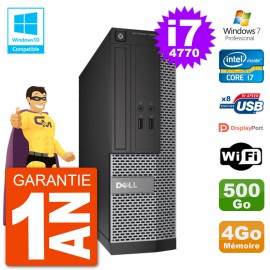 PC Dell 3020 SFF Intel i7-4770 RAM 4Go Disque 500Go Graveur DVD Wifi W7