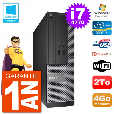 PC Dell 3020 SFF Intel i7-4770 RAM 4Go Disque 2To Graveur DVD Wifi W7