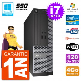 PC Dell 3020 SFF Intel i7-4770 RAM 4Go SSD 120Go Graveur DVD Wifi W7