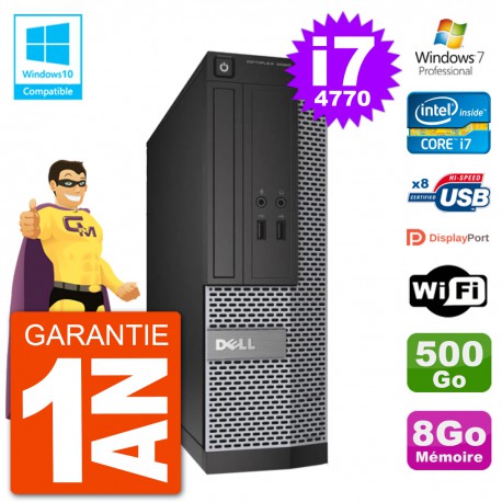 PC Dell 3020 SFF Intel i7-4770 RAM 8Go Disque 500Go Graveur DVD Wifi W7