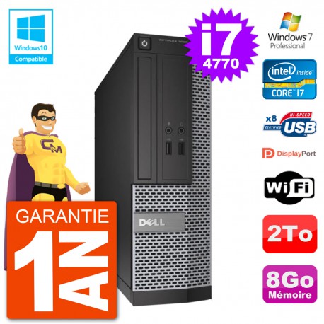 PC Dell 3020 SFF Intel i7-4770 RAM 8Go Disque 2To Graveur DVD Wifi W7