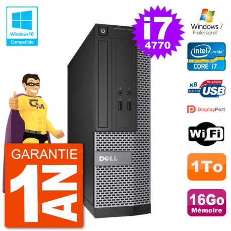 PC Dell 3020 SFF Intel i7-4770 RAM 16Go Disque 1To Graveur DVD Wifi W7