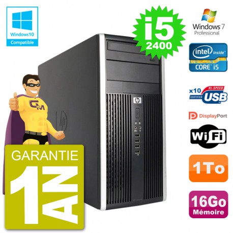 PC HP 6300 MT Intel Core i5-2400 RAM 16Go Disque 1To Graveur DVD Wifi W7