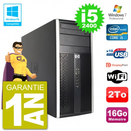 PC HP 6300 MT Intel Core i5-2400 RAM 16Go Disque 2To Graveur DVD Wifi W7