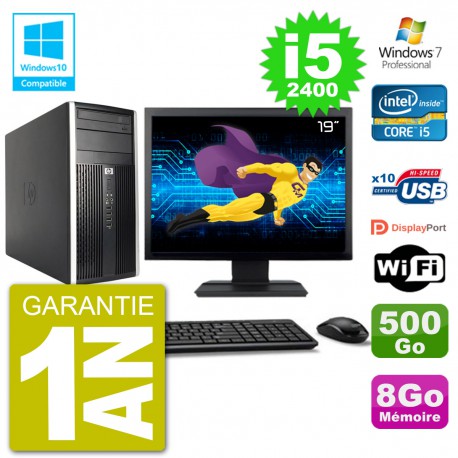 PC HP 6300 MT Ecran 19" i5-2400 RAM 8Go Disque 500Go Graveur DVD Wifi W7