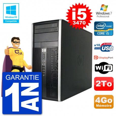 PC HP 6300 MT Intel Core i5-3470 RAM 4Go Disque Dur 2To Graveur DVD Wifi W7