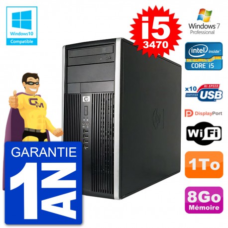 PC HP 6300 MT Intel Core i5-3470 RAM 8Go Disque Dur 1To Graveur DVD Wifi W7