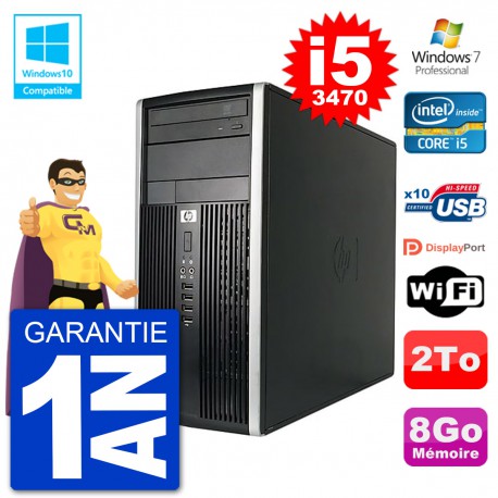 PC HP 6300 MT Intel Core i5-3470 RAM 8Go Disque Dur 2To Graveur DVD Wifi W7