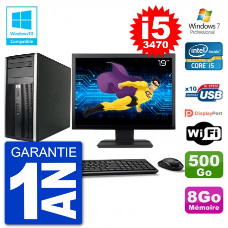 PC HP 6300 MT Ecran 19" i5-3470 RAM 8Go Disque 500Go Graveur DVD Wifi W7