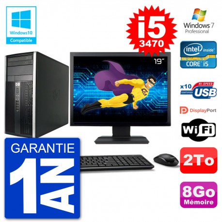 PC HP 6300 MT Ecran 19" Core i5-3470 RAM 8Go Disque 2To Graveur DVD Wifi W7