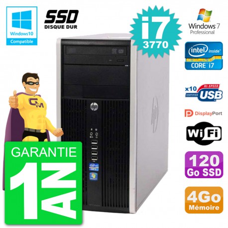 PC HP 6300 MT Intel Core i7-3770 RAM 4Go SSD 120Go Graveur DVD Wifi W7