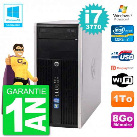 PC HP 6300 MT Intel Core i7-3770 RAM 8Go Disque Dur 1To Graveur DVD Wifi W7