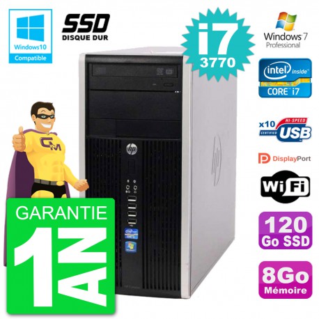 PC HP 6300 MT Intel Core i7-3770 RAM 8Go SSD 120Go Graveur DVD Wifi W7