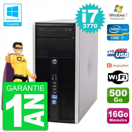 PC HP 6300 MT Intel Core i7-3770 RAM 16Go Disque 500Go Graveur DVD Wifi W7