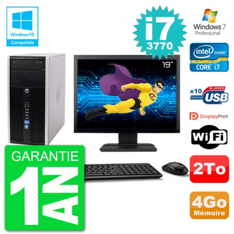 PC HP 6300 MT Ecran 19" Core i7-3770 RAM 4Go Disque 2To Graveur DVD Wifi W7