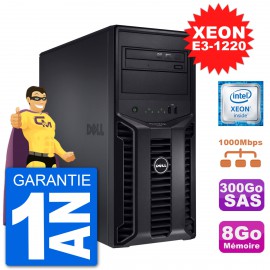 Serveur DELL PowerEdge T110 II Xeon QuadCore E3-1220 8Go 300Go Perc H200 SAS