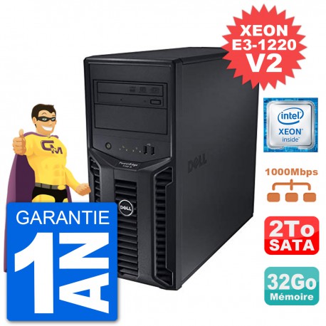 Serveur DELL PowerEdge T110 II Xeon QuadCore E3-1220 V2 32Go 2To Perc H200 SATA