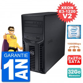 Serveur DELL PowerEdge T110 II Xeon QuadCore E3-1220 V2 32Go 2x2To Perc H200 SATA