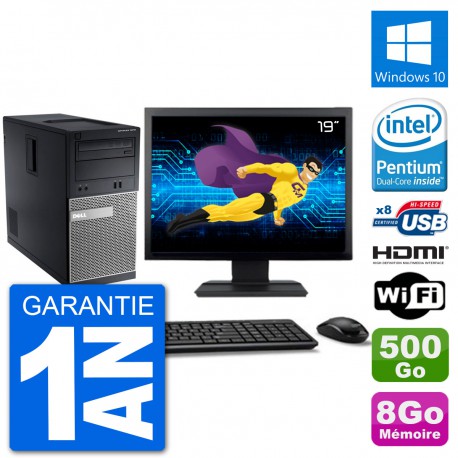 PC Dell 3010 MT Ecran 19" G2020 RAM 8Go Disque Dur 500Go HDMI Windows 10 Wifi