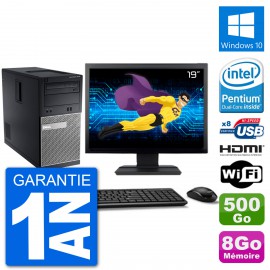 PC Dell 3010 MT Ecran 19" G2020 RAM 8Go Disque Dur 500Go HDMI Windows 10 Wifi