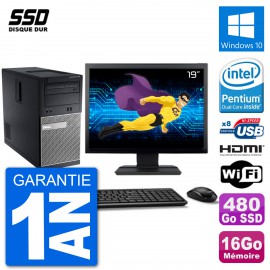 PC Dell 3010 MT Ecran 19" G2020 RAM 16Go SSD 480Go HDMI Windows 10 Wifi