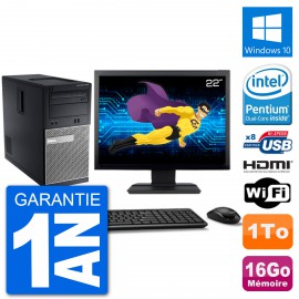 PC Dell 3010 MT Ecran 22" G2020 RAM 16Go Disque Dur 1To HDMI Windows 10 Wifi